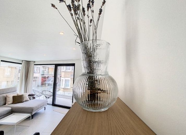 Open kitchen in Apartment 'Asterias', De Panne, with modern appliances and dining area.