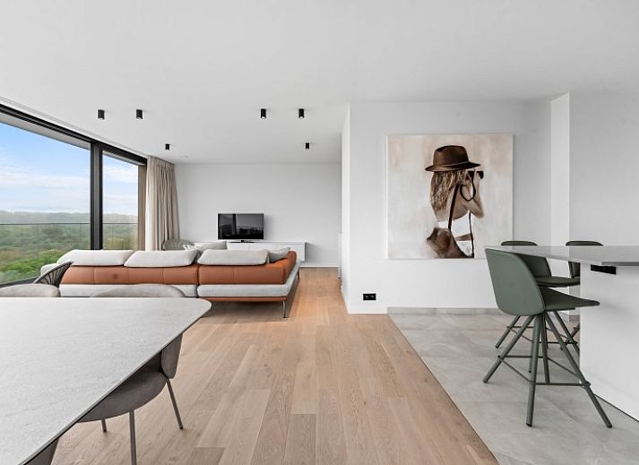 Penthouse 'Ter Elst' in De Panne, Belgian coast: Luxury apartment with panoramic views of nature from the modern living space.