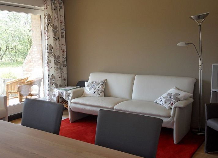 Spacious living room in Zonneblik aan zee apartment in De Panne, Belgian coast, overlooking the dunes.