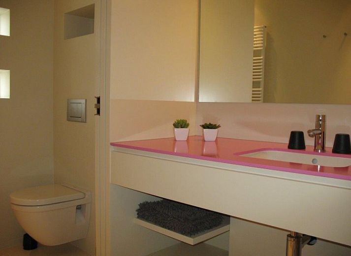 Buitenzijde van Duinpaviljoen vakantiehuis in Koksijde omringd door natuur, Belgische kust.