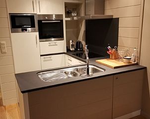 Modern kitchen in Sun & Sea apartment, Nieuwpoort-Bad, West Flanders, equipped with high-end appliances.