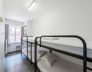 Schlafzimmer mit Etagenbett in Olbi premier Ferienhaus, Koksijde, Westflandern, Belgien, ideal fr einen Familienaufenthalt an der Kste.