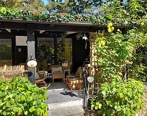 Exterior of Cottage in Oud-Turnhout, vacation home in Antwerp, Belgium, surrounded by lush plants and flowers.