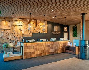 Ontvangstruimte van The Blue Lodge by YourNature, een vakantiehuis in Morlies, Henegouwen, Belgi, met een natuurlijke en warme sfeer.