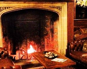 Gezellige zitkamer met open haard in Kasteel Spa, een charmante accommodatie in Spa, Ardennen, Belgi.