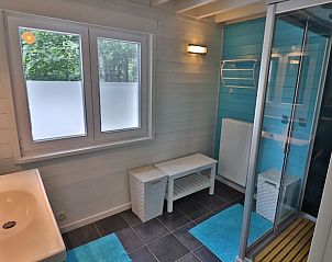 Modern bathroom in Holiday Home in Durbuy, located in Ardennes, Luxembourg, Belgium, with spacious shower and natural light.