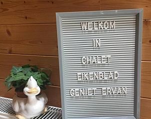 Welcome sign at Chalet Eikenblad, inviting vacation home in Durbuy, Ardennes, Belgium.