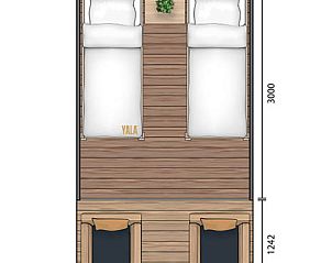 Plattegrond van de Safari Tent in Houffalize, Ardennen, Belgi, met comfortabele slaapruimtes in een luxe safaritent.