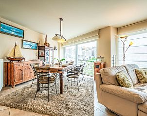 Cozy living room of Apartment Bonito with balcony and harbor view in Blankenberge, Belgian coast, ideal for a relaxing stay.